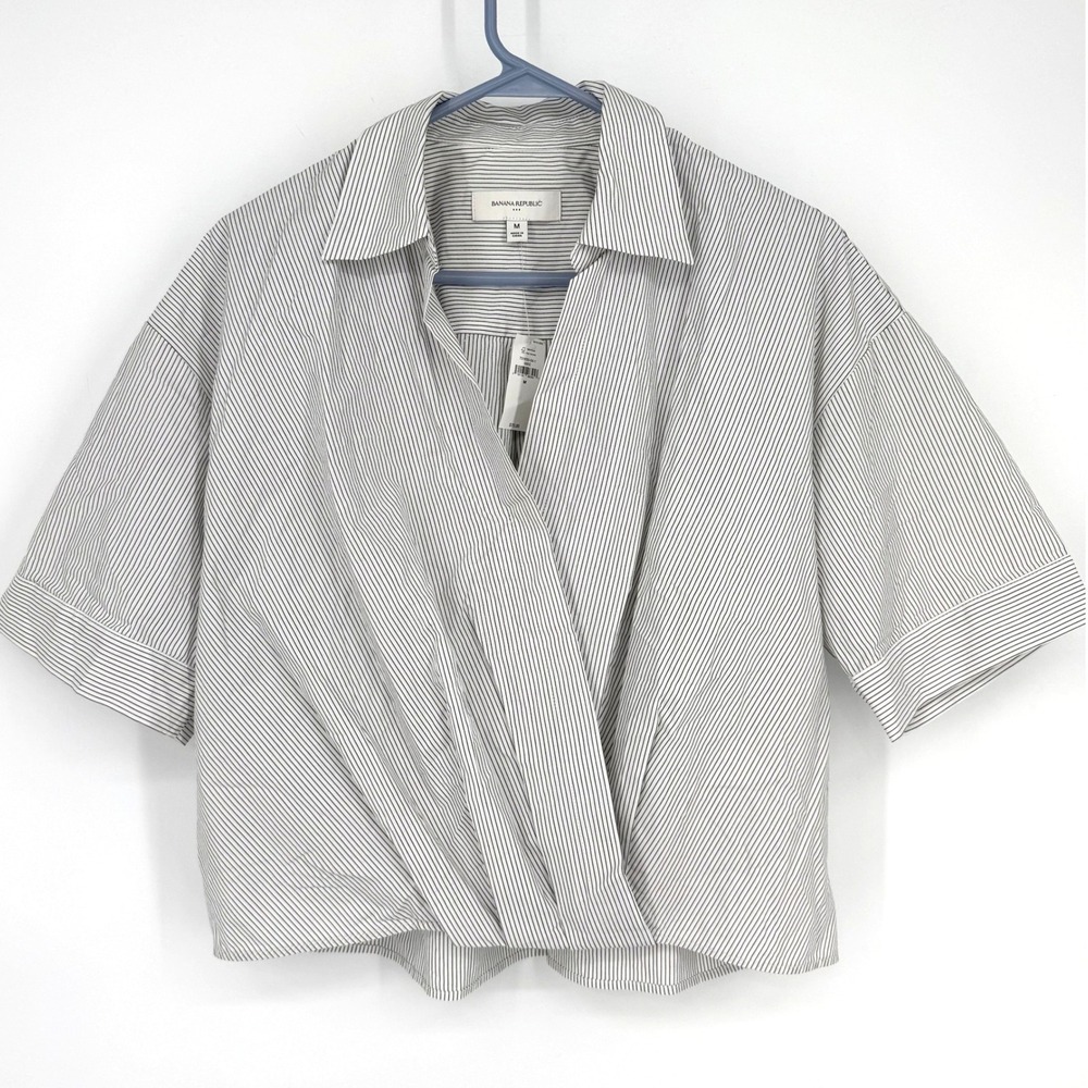 Banana Republic Gray Striped Blouse